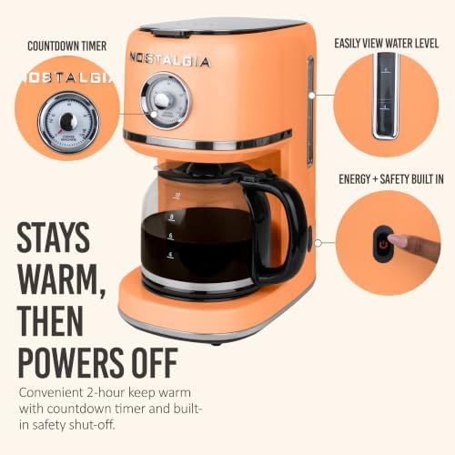 Nostalgia Classic Retro 10 Cup Coffee Maker, Orange - Image 5