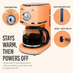 Nostalgia Classic Retro 10 Cup Coffee Maker, Orange - Image 5