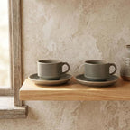 5.1 OZ Cappuccino Coffee Cup and Saucer Set, 4-piece ceramic coffee cup and saucer set, suitable for cappuccino, flat white, Americano, espresso, single-origin pour-over, and tea. - Image 6