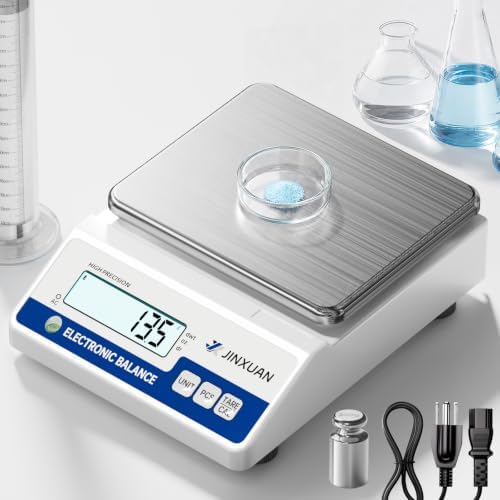 Lab Scale 0.01g Accuracy 2000g Digital Analytical Balance with Backlit LCD 500g Weight Precision Scale Gram Scale Chemistry Scale for Weighing Gold Silver Jewelry Science g/kg/ct/oz/lb/dr/DWT by JINXUAN