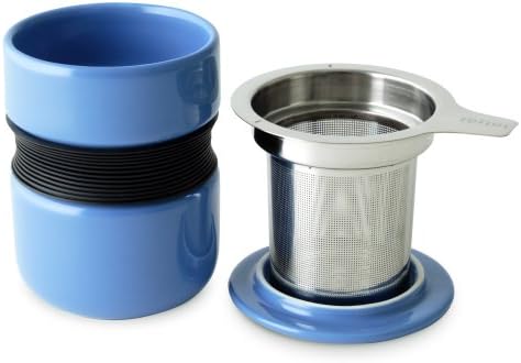 FORLIFE Curve Asian Style Tea Cup with Infuser and Lid, 12-Ounce, Blue - Image 2