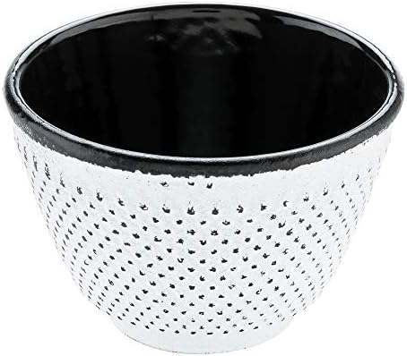 Restaurantware-Tetsubin 4 Ounce Tea Cups, 2 Hobnail Traditional Japanese Tea Cups - Enamel Coated, Corrosion-Proof, White Cast Iron Small Cup, Crack-Resistant, Rust-Resistant - Image 2
