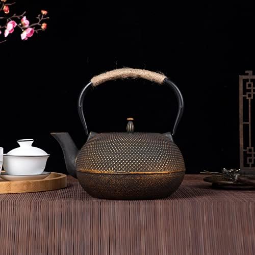 Tea Kettle,Cast Iron Teapot in Japanese Style,Tetsubin Tea Kettle with Stainless Steel Infuser,1.8L Die Casting Pattern Stove Safe Kettles,Traditional Iron Teapots(Color:particle bronze) (Size : Part by Unknown