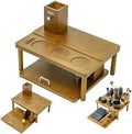 NEOUZA Espresso Organizer Station with Built-in Tamping Stand - All-in-One Bamboo Coffee Bar Workstation, Features Pull-Out Shelf, Storage for Portafilters, Tamper, Distributor & Tools by NEOUZA