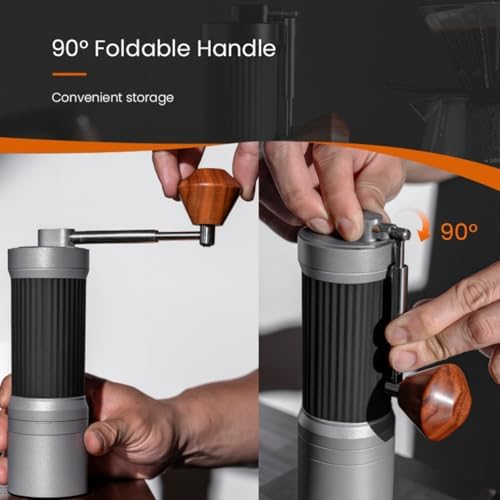 Manual Coffee Grinder – 7 Star Stainless Steel Burr, 36 Adjustable Grind Settings, Foldable Hand Crank, Portable Manual Espresso & Burr Coffee Grinder, Non-Slip Grip, 30g Capacity- Gray - Image 4