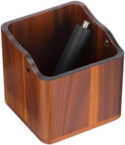 Hushee 5 Inch Espresso Knock Box, Acacia Wood Coffee Puck Knockbox with Removable Knock Bar and Non-slip Base, Shock-absorbent Design for Coffee Grounds Bar Home Decor, Durable Machine Accessories by Hushee