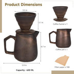 Ceramic Pour Over Coffee Dripper Set, 620 ML Capacity Coffee Maker with 100 Filter Papers, Vintage Classic Design, Ideal for Home or Office - Image 5
