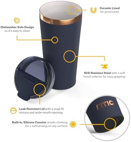 RTIC 18oz Pint Tumbler with Lid, Ceramic Lined, Dark Midnight Dust - Image 3