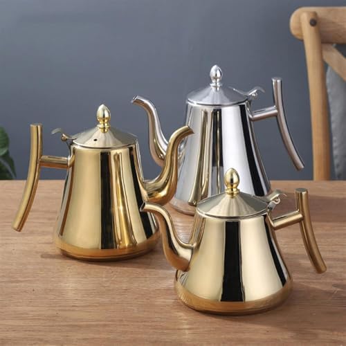 Gold,1.5L,Coffee Tea Pot, Stainless Steel Pour Over Kettle Gooseneck Spout Teapot Coffee Pot with Filter, Large Capacity Polished Teapot Kettle for Home Hotel Cafe Bar Restaurant - Image 6