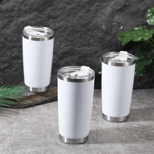 6 Pack 20oz Tumbler Bulk White Stainless Steel Tumbler with Lid - Image 7