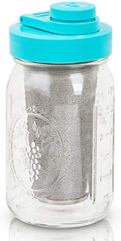Filter and Mason Jar with Drinking Lid: Stainless Steel Fine Filter and 1 Quart Mason Jar and American-made Drink Lid - Easy Cold Brew at Home! by BrewingAmerica