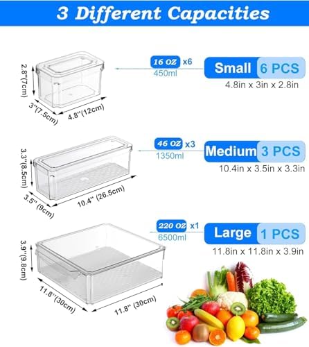 KUMD 10 Pack Food Storage Organizer Bins, Clear Pantry Containers with Lids - Image 3