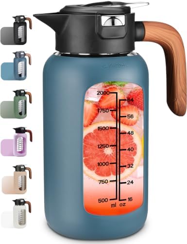 84oz Borosilicate Glass Pitcher, Leak-Proof Lid & Handle BPA Free, Fridge by Weasland