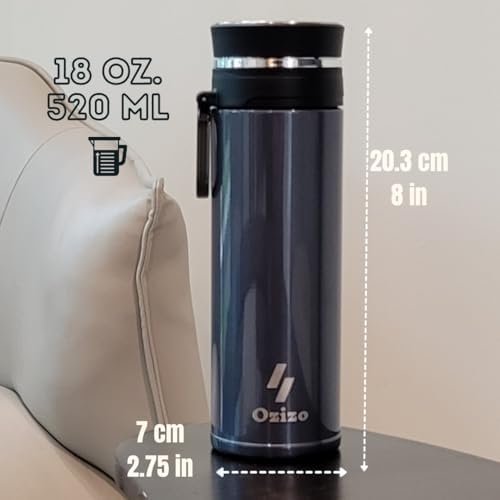Ozizo 2 Pack Tea Infuser Bottle for Loose Leaf Tea | 18 oz Stainless Steel Herbal Infuser Travel Mug | Water Bottle with Infuser Set | Double Wall Insulated Drinking Cup with Strainer | Blue - Image 4