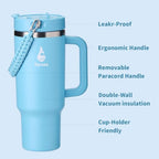 Farsea 40oz Insulated Stainless Steel Travel Tumbler with Handle & Straw - Image 3