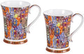 KAMMAK Bone China Coffee Mugs, 9.4oz Floral Tea Cups with Handle, Set of 2 by KAMMAK