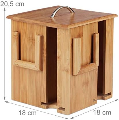 Relaxdays Tea Box, Rotating Tea Box with Removable Lid, 4 Compartments for Approx. 160 Tea Bags, HBT 20.5 x 18 x 18 cm, Natural - Image 4
