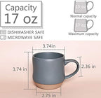 Bosmarlin Large Stoneware Speckled Coffee Mugs Set of 2, Big Tea Cup, 17 Oz, Dishwasher and Microwave Safe (Blue, 2) - Image 2