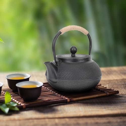 TIDTALEO Small 800ml Cast Iron Teapot with Infuser, Japanese Tetsubin Metal Teapot for Household Use, Decorative Desktop Tea Kettle for Loose Leaf Brewing and Tea Serving - Image 4