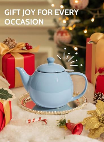 Sweese Porcelain Teapot 27 oz with Infuser for Loose Leaf Tea, Bluish Grey - Image 6