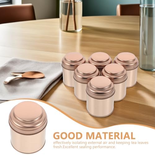 FOMIYES 6pcs Airtight round Tea Canister Tin Containers with Lids for Loose Leaf Tea and Sugar Storage, Small 75x90mm Metal Food Storage Jars Suitable for Kitchen and Pantry - Image 3