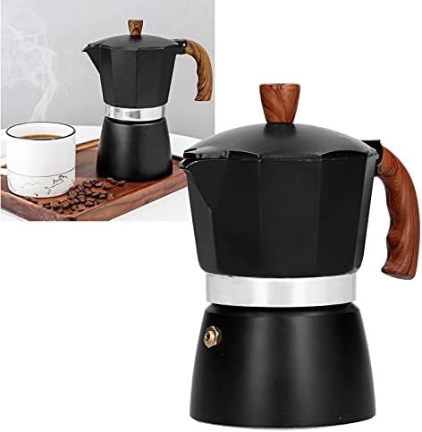 Stovetop Espresso Coffee Maker, Aluminum Alloy Moka Pot for Gas, Classic Italian Moka Pot with Prevent Scalding Handle, Black Espresso Pot Camping Pot 3-6 Espresso Cup (300ml) - Image 4