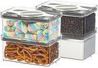 4-Pack Small Pantry Containers, 0.8 QT/0.76 L Clear SAN Food Storage Canisters with Twist-Lock Lids, Stackable for Sugar, Tea Bags, Seasoning, Nuts, Snacks White by Prestoor