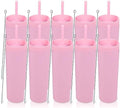 Volhoply 16oz Plastic Skinny Tumbler With Lid and Straw Bulk 10 Pack,Insulated Double Wall BPA Free Matte Acrylic Tumblers,Iced Coffee Travel Mug Reusable Party Cup,Customizable Diy Gifts(Pink,10 Set) by LiveFully%EF%BC%8CDrinkFreely%E2%80%94KeepGoingwithVolhoply%EF%BC%81