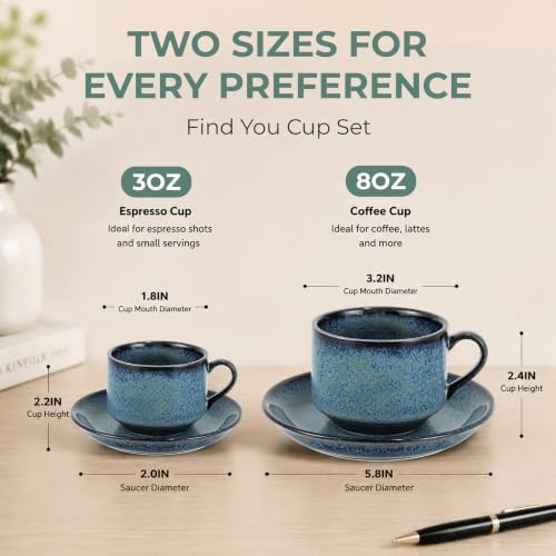 8 Ounce Cappuccino Cups Set of 4, Reactive Blue - Image 3