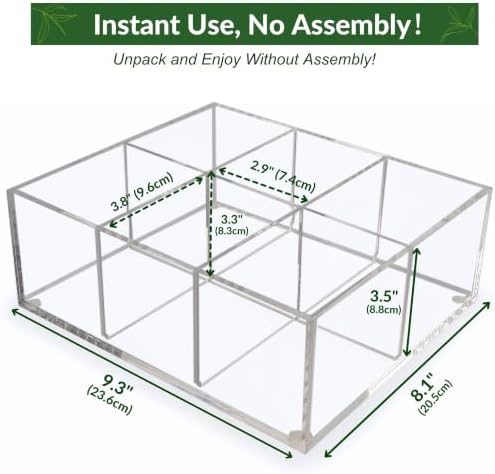 Heavy-Duty Acrylic Tea Bag Organizer, 6-Compartment Storage Box - Image 6