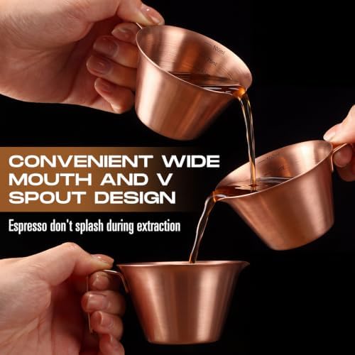 Honeydak 12 Pcs Stainless Steel Espresso Shot Cup 3.4 Oz/ 100 ml Espresso Measuring Cup with Spout and Handle Stainless Steel Coffee Shot Glasses Scale Metal Coffee Measuring Accessories(Rose Gold) - Image 4