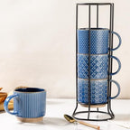GBhome 12 OZ Stackable Coffee Mugs Set of 4, Ceramic Coffee Cups Set by GBhome