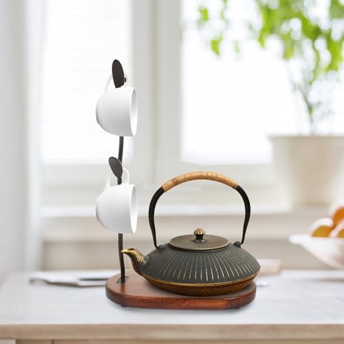 Coffee Mug Tree Holder Rack for Countertop, Iron Wood - Image 6
