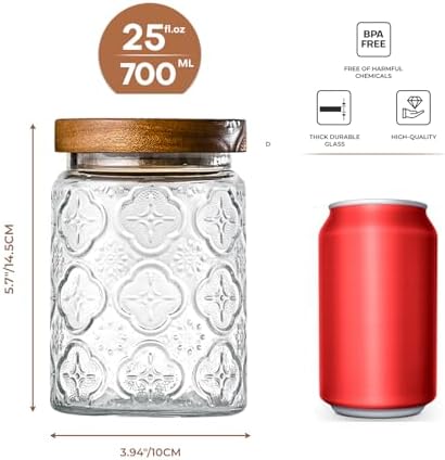 Glass Storage Containers With Lids, Glass Jars With Lids, 24oz, Set Of 3 - Image 2