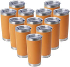HASLE OUTFITTERS 20oz Stainless Steel Tumblers Bulk, Insulated Travel Cup with Lid, Double Wall Vacuum Coffee Mug for Cold & Hot Drinks 12 Pack, Orange by HASLEOUTFITTERS