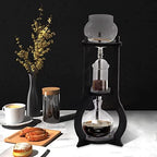 600ml Cold Brew Drip Coffee Maker, Borosilicate Glass Iced Coffee Tower with Adjustable Valve, 6-8 Cup Slow Extraction Brewer for Home, Office, Cafe (Wood Stand Gray) - Image 3