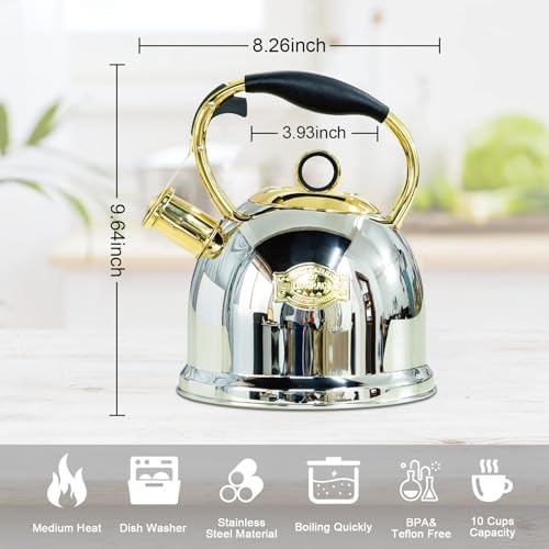 Tea Kettle for Stovetop, Food Grade Stainless Steel Water Kettle, Tea Pot for Home & Kitchen, 3.0 Qt - Image 5