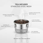 Stainless Steel Tea Infuser for Loose Leaf - Fine Mesh Strainer Fits Mugs & Cups (1.5-1.77 Inch Diameter) - Image 5