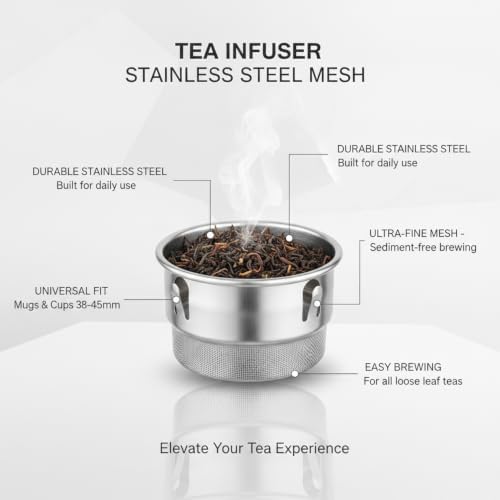 Stainless Steel Tea Infuser for Loose Leaf - Fine Mesh Strainer Fits Mugs & Cups (1.5-1.77 Inch Diameter) - Image 5