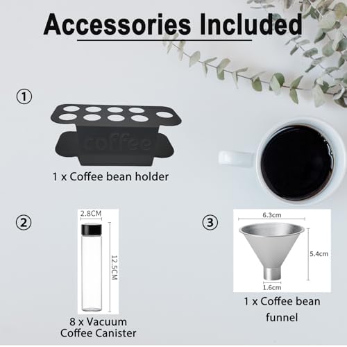 Wooden Coffee Bean Sampling Set with Test Tubes, Funnel - Coffee Bean Storage & Tasting Kit for Coffee Lovers, Cafes (C) - Image 6