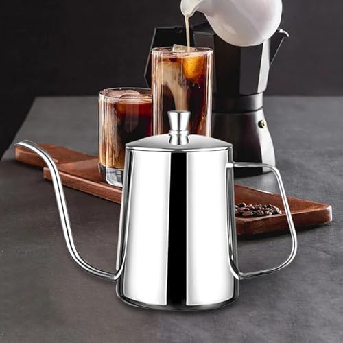 Gooseneck Coffee Kettle Pour Over Kettle Drip Pot Coffee Pot Tea Kettle Stainless Steel 304 with Long Narrow Spout and Ergonomic Handle Suitable for, 600ml Silver - Image 5