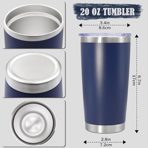20oz Tumbler Insulated Coffee Tumblers with Lid Stainless Steel Navy 4P - Image 4