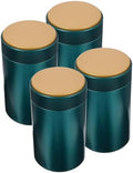 4pcs Airtight Tinplate Tea Storage Canisters Set, Food Storage Containers with Lids, Small Kitchen Jars for Loose Leaf Tea and Dried Fruit, Dark Green Metal Tins for Home by OFFSCH