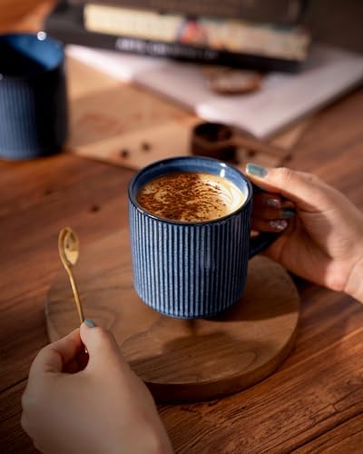 famiware Coffee Mug Set of 8, Star 12 oz Ceramic Mugs Cups Set with Handle - Image 4