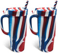 Silipint 32oz Silicone Humbler Tumbler with Handle, Flip Lid and Straw – BPA-Free, Non-Toxic, Unbreakable, Microwave, Dishwasher Safe – Perfect for Tea, Cold Water, The Patriot - Pack of 2 by Silipint