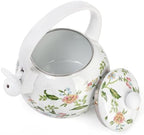 Jucoan 2.3 Quart Vintage Enamel Tea Kettle, Whistling Tea Kettle for Stove Top, Floral Enamel on Steel Teakettle Teapot for Home Kitchen Camping, Gift for Wedding Housewarming Mother's Day - Image 3
