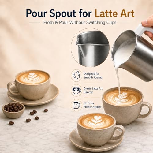 4-in-1 Electric Milk Frother, 8.5 oz Automatic Steamer, White - Image 4