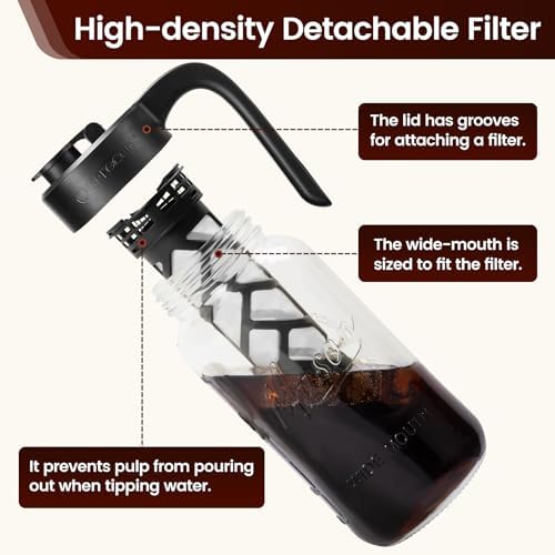 Mason Jar Pitcher - Airtight & Leakproof Glass Pitcher with Lid, Perfect for Breastmilk, Cold Brew, and Sun Tea, 2 Quart (64 oz) Mason Jar with Pour Spout Lid - Image 4