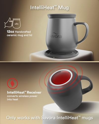 12oz IntelliHeat™ Coffee Mug | Barista’s Choice | Exclusive Wireless SmartSense Pad | Maintains Perfect 135°F | Hand-Crafted Ceramic Mug & Lid | for Tea Drinkers | Backed for Life - Grey - Image 4