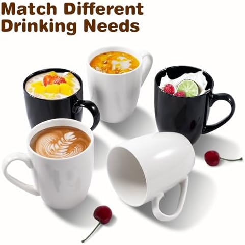 Large Ceramic Coffee Mugs Set of 6 16oz(475ml) Tea Cups Idea Gifts Black - Image 7